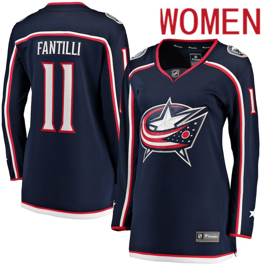 Women Columbus Blue Jackets #11 Adam Fantilli Fanatics Branded Navy Home Breakaway Player NHL Jersey